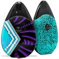 Skin Decal Wrap 2 Pack compatible with Suorin Drop Black Waves Neon Teal Purple VAPE NOT INCLUDED