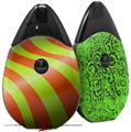 Skin Decal Wrap 2 Pack compatible with Suorin Drop Two Tone Waves Neon Green Orange VAPE NOT INCLUDED