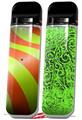 Skin Decal Wrap 2 Pack for Smok Novo v1 Two Tone Waves Neon Green Orange VAPE NOT INCLUDED