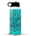 Skin Wrap Decal compatible with Hydro Flask Wide Mouth Bottle 32oz Folder Doodles Neon Teal (BOTTLE NOT INCLUDED)