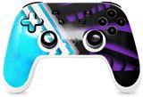 Skin Decal Wrap works with Original Google Stadia Controller Black Waves Neon Teal Purple Skin Only CONTROLLER NOT INCLUDED