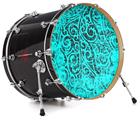 Decal Skin works with most 26" Bass Kick Drum Heads Folder Doodles Neon Teal - DRUM HEAD NOT INCLUDED