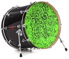 Decal Skin works with most 26" Bass Kick Drum Heads Folder Doodles Neon Green - DRUM HEAD NOT INCLUDED