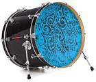 Decal Skin works with most 26" Bass Kick Drum Heads Folder Doodles Blue Medium - DRUM HEAD NOT INCLUDED
