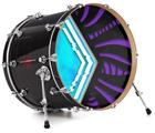 Decal Skin works with most 26" Bass Kick Drum Heads Black Waves Neon Teal Purple - DRUM HEAD NOT INCLUDED