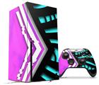 WraptorSkinz Skin Wrap compatible with the 2020 XBOX Series X Console and Controller Black Waves Neon Teal Hot Pink (XBOX NOT INCLUDED)