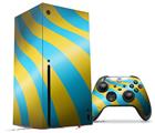 WraptorSkinz Skin Wrap compatible with the 2020 XBOX Series X Console and Controller Two Tone Waves Yellow Teal (XBOX NOT INCLUDED)