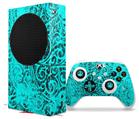 WraptorSkinz Skin Wrap compatible with the 2020 XBOX Series S Console and Controller Folder Doodles Neon Teal (XBOX NOT INCLUDED)