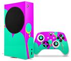 WraptorSkinz Skin Wrap compatible with the 2020 XBOX Series S Console and Controller Drip Teal Pink Yellow (XBOX NOT INCLUDED)
