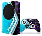 WraptorSkinz Skin Wrap compatible with the 2020 XBOX Series S Console and Controller Black Waves Neon Teal Purple (XBOX NOT INCLUDED)