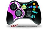 XBOX 360 Wireless Controller Decal Style Skin - Black Waves Neon Teal Hot Pink (CONTROLLER NOT INCLUDED)