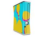 Drip Yellow Teal Pink Decal Style Skin for XBOX 360 Slim Vertical
