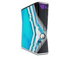 Black Waves Neon Teal Purple Decal Style Skin for XBOX 360 Slim Vertical