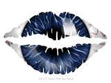 Eyeball Blue Dark - Kissing Lips Fabric Wall Skin Decal measures 24x15 inches