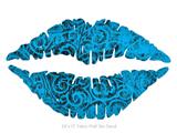 Folder Doodles Blue Medium - Kissing Lips Fabric Wall Skin Decal measures 24x15 inches