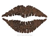 Folder Doodles Chocolate Brown - Kissing Lips Fabric Wall Skin Decal measures 24x15 inches