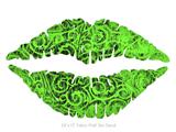 Folder Doodles Neon Green - Kissing Lips Fabric Wall Skin Decal measures 24x15 inches