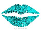 Folder Doodles Neon Teal - Kissing Lips Fabric Wall Skin Decal measures 24x15 inches