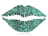 Folder Doodles Seafoam Green - Kissing Lips Fabric Wall Skin Decal measures 24x15 inches