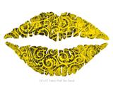 Folder Doodles Yellow - Kissing Lips Fabric Wall Skin Decal measures 24x15 inches