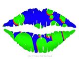 Drip Blue Green Red - Kissing Lips Fabric Wall Skin Decal measures 24x15 inches