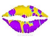 Drip Purple Yellow Teal - Kissing Lips Fabric Wall Skin Decal measures 24x15 inches