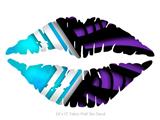 Black Waves Neon Teal Purple - Kissing Lips Fabric Wall Skin Decal measures 24x15 inches