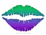 Faded Dots Purple Green - Kissing Lips Fabric Wall Skin Decal measures 24x15 inches