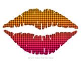 Faded Dots Hot Pink Orange - Kissing Lips Fabric Wall Skin Decal measures 24x15 inches