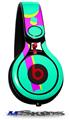 WraptorSkinz Skin Decal Wrap compatible with Beats Mixr Headphones Drip Teal Pink Yellow Skin Only (HEADPHONES NOT INCLUDED)